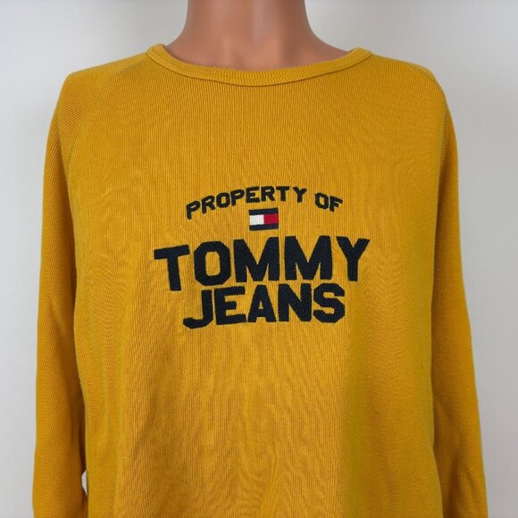 Vintage Tommy Jeans Crewneck Sweatshirt Mens Size 2XL Gold Embroidered - Picture 1 of 6